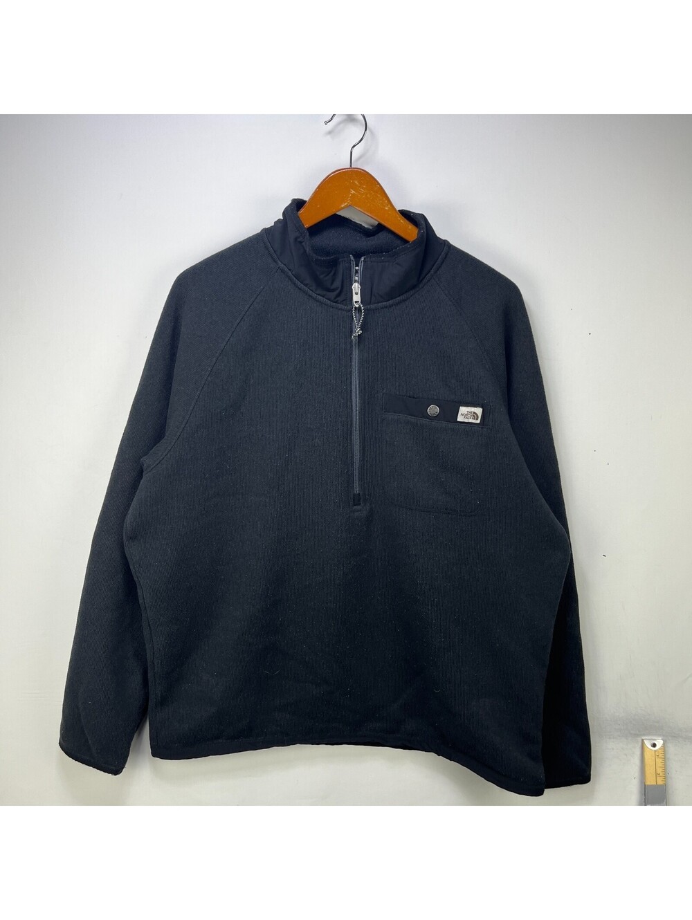 Vintage The North Face Black Corduroy Half Zip Sweater XL